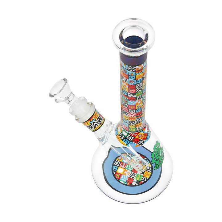 SeshGear Icon Blocks Pattern Beaker Glass Water Pipe - 10" / 14mm F / Colors Vary - Headshop.com