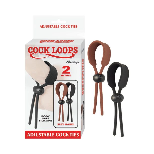 Cock Loops Adjustable Cock Ties Brown & Black - Headshop.com