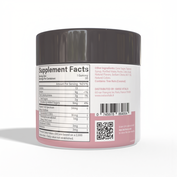 Swiss Vitalis  Sleep Gummies - 30 Count CBD+CBN+THC+Melatonin - Headshop.com