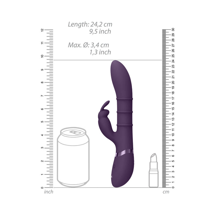 VIVE SORA Rechargeable Silicone G-Spot Rabbit Vibrator with Up & Down Stimulating Rings Purple - Headshop.com