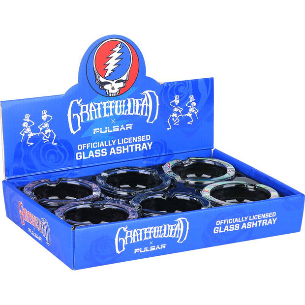 6CT DISPLAY - Grateful Dead x Pulsar V2 Licensed Glass Ashtray - 3.5" / Assorted Designs - Headshop.com