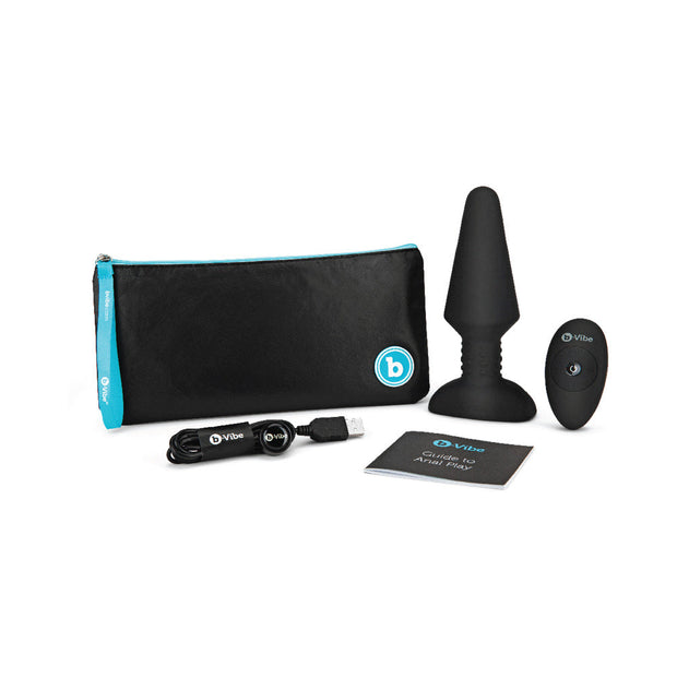 b-Vibe Rimming XL Rotating and Vibrating Remote Control Plug Black - Headshop.com