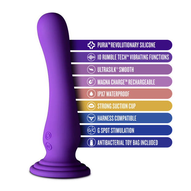 Impressions Ibiza Rechargeable Silicone 7.75 in. Vibrating Dildo with Suction Cup Plum - Headshop.com
