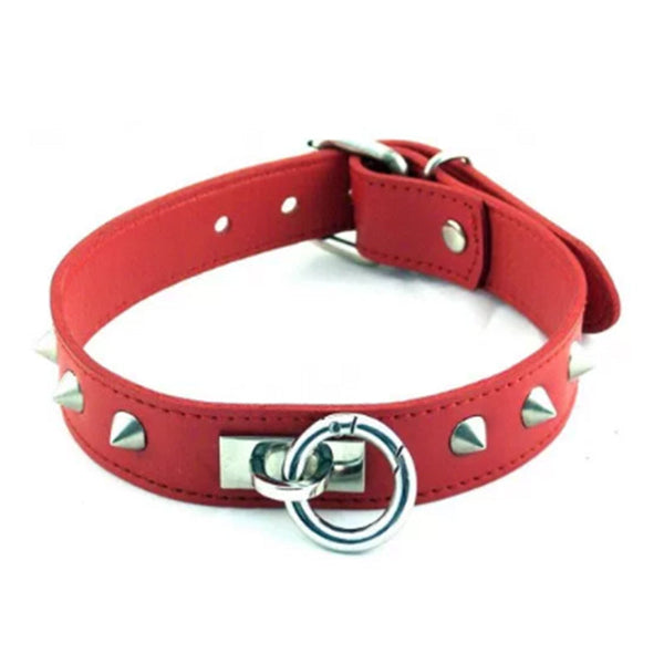Rouge O Ring Studded Collar Red Rouge O Ring Studded Collar Red