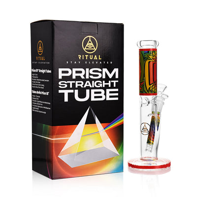 Ritual Smoke - Prism 10" Glass Straight Tube - Crimson - Headshop.com