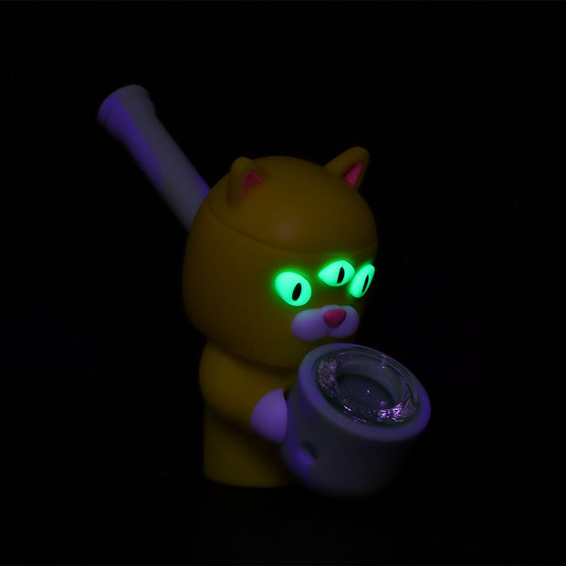 Three-Eyed Cat Secret Stash Silicone Hand Pipe - 4" - Headshop.com