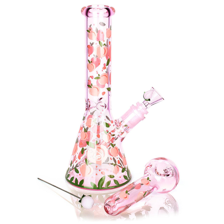 Pulsar Fruit Series Peaches & Cream Herb Pipe Glow Duo - 10" / 14mm F - Headshop.com