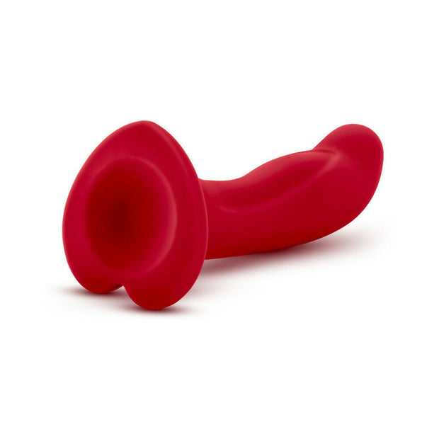 Temptasia Jezebel 6 in. Curved Silicone Dildo with Heart-Shaped Suction Cup Crimson - Headshop.com