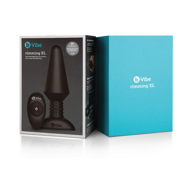 b-Vibe Rimming XL Rotating and Vibrating Remote Control Plug Black - Headshop.com