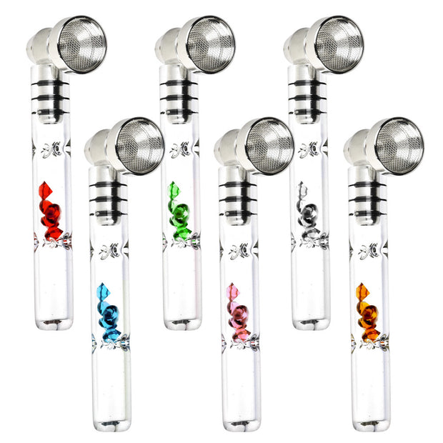 Gem-filled Glass & Metal Pipe - 3.75" / Asst - 24PC DISPLAY - Headshop.com