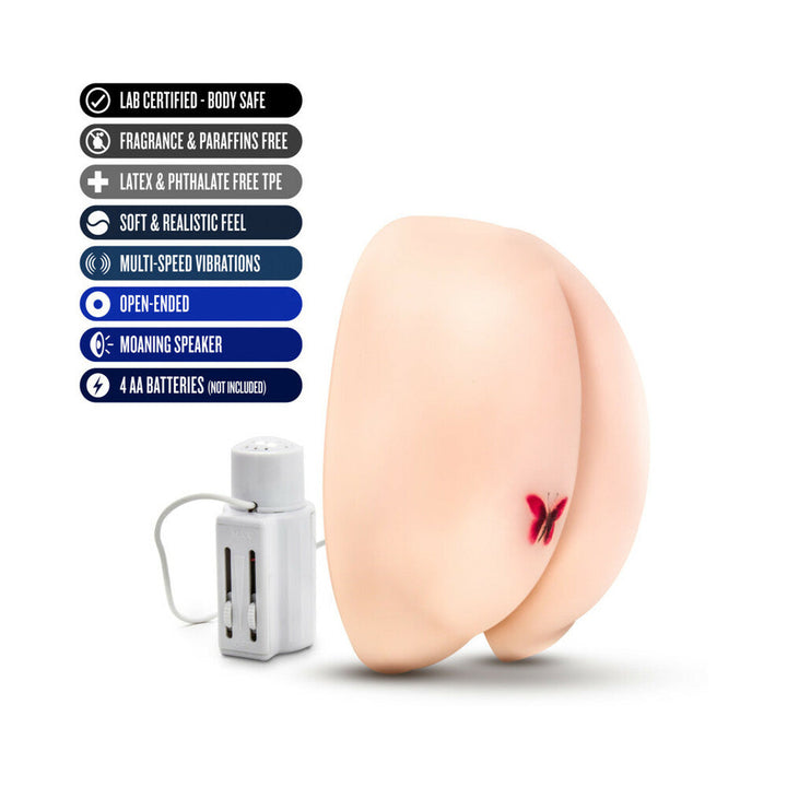 X5 Men Vibrating Rear Ecstasy Remote-Controlled Dual Entry Masturbator Beige - Headshop.com