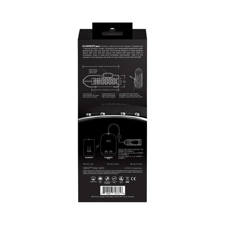 VeDO Hummer 2.0 Rechargeable Vibrating Sleeve Black Pearl - Headshop.com