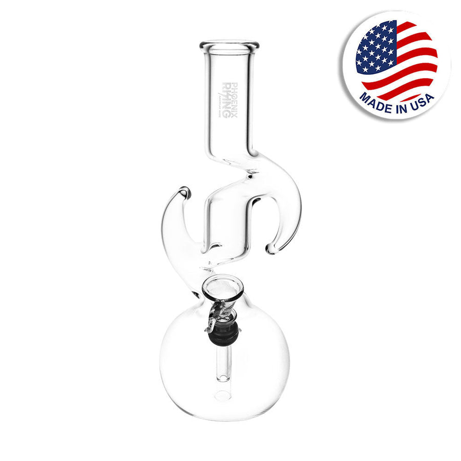 Phoenix Rising Zig Zag Diablo Bubble Base Water Pipe - 9" / Clear - Headshop.com
