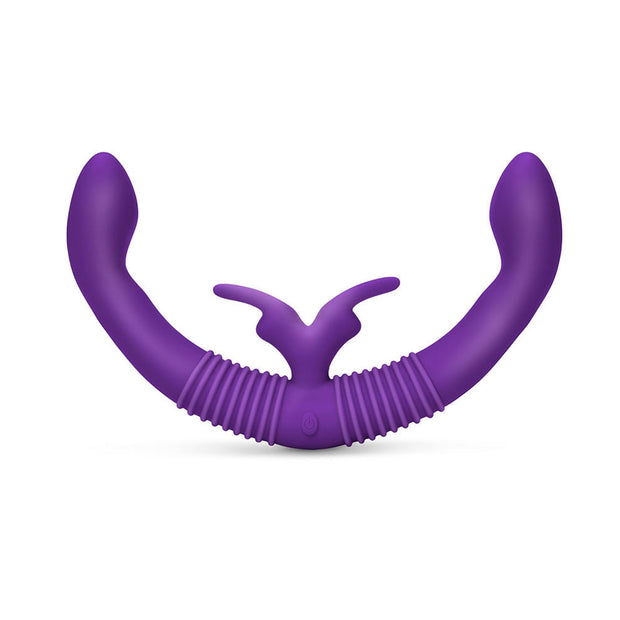 Together Couples Toy Remote-Controlled Dual Ended Rabbit Vibrator Purple - Headshop.com