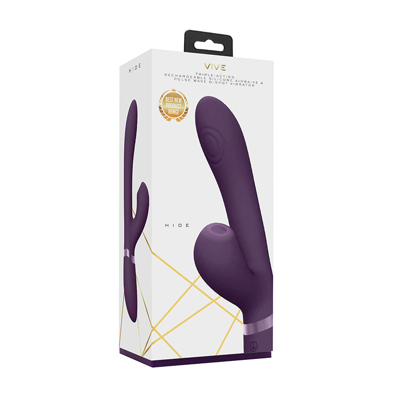VIVE HIDE Rechargeable Air & Pulse Wave Silicone Dual Stimulator Purple - Headshop.com