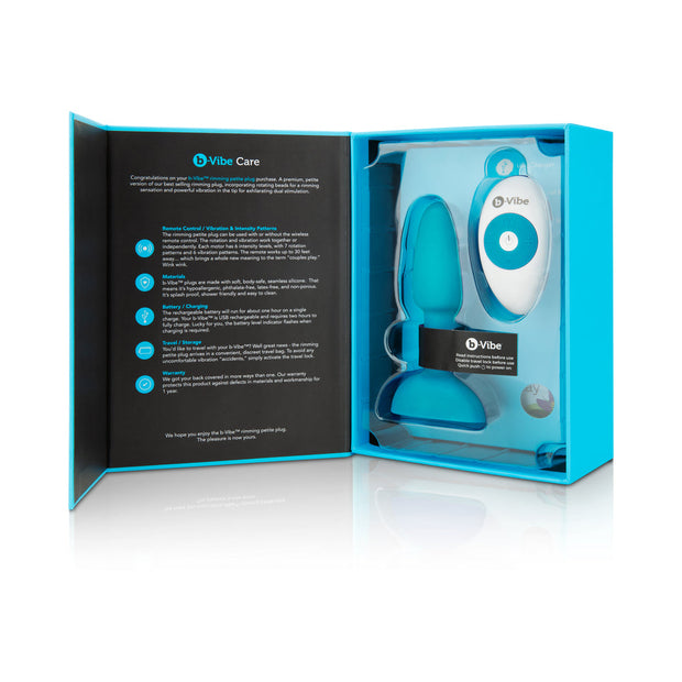 b-Vibe Rimming Petite Rotating and Vibrating Remote Control Plug Teal - Headshop.com