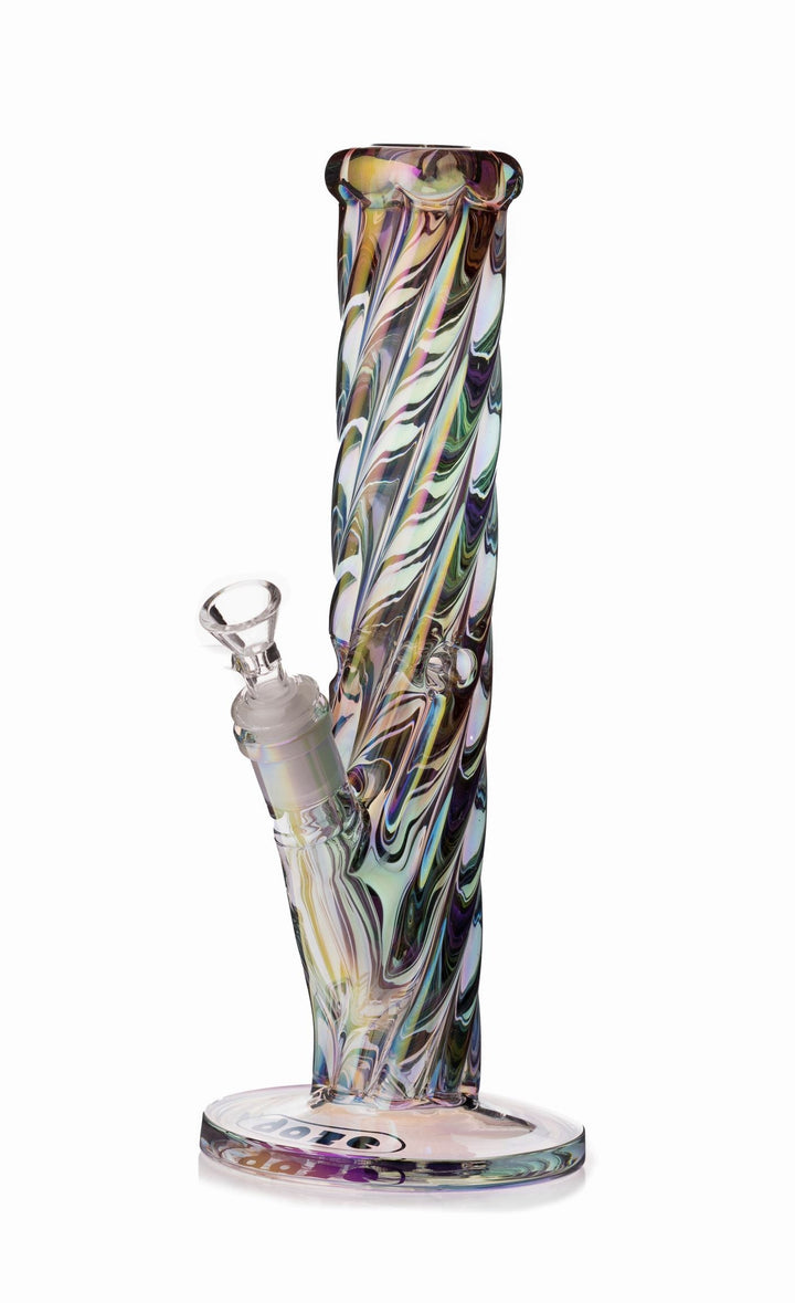 Daze Glass - 12 Inch Iridescent Rainbow Spiral Glass Water Pipe - Headshop.com
