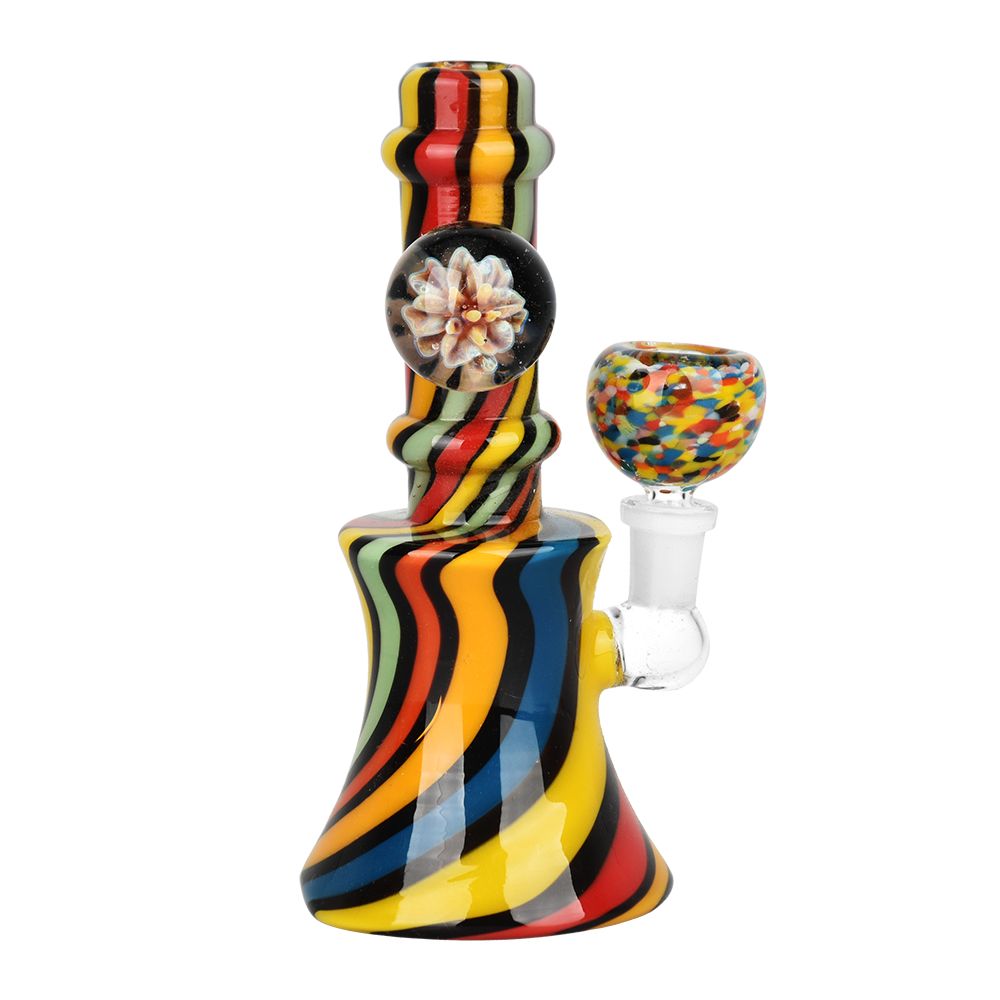 Flowering Spirals Glass Water Pipe - 5.5" / 10mm F / Colors Vary - Headshop.com