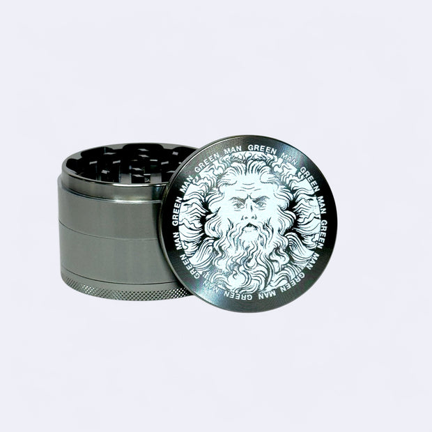 Green Man Gray 4-Piece Aluminum Grinder, 2.5" - Headshop.com