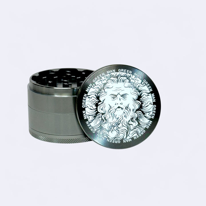 Green Man Gray 4-Piece Aluminum Grinder, 2.5" - Headshop.com