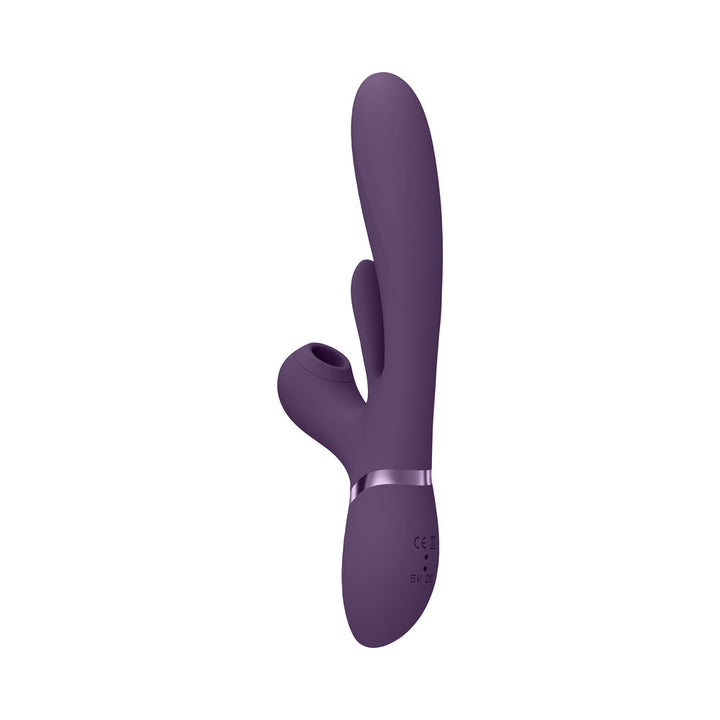 VIVE ENA Rechargeable Thrusting Silicone G-Spot Vibrator with Flapping Tongue and Air Wave Stimulator Purple - Headshop.com