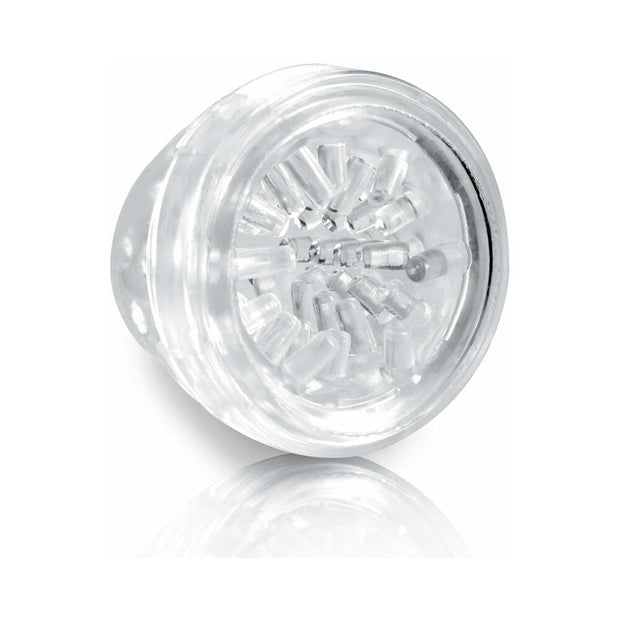 PDX Mega-Bator Mouth Rechargeable Rotating Thrusting Stroker With Hands-Free Suction Cup Clear/Red - Headshop.com