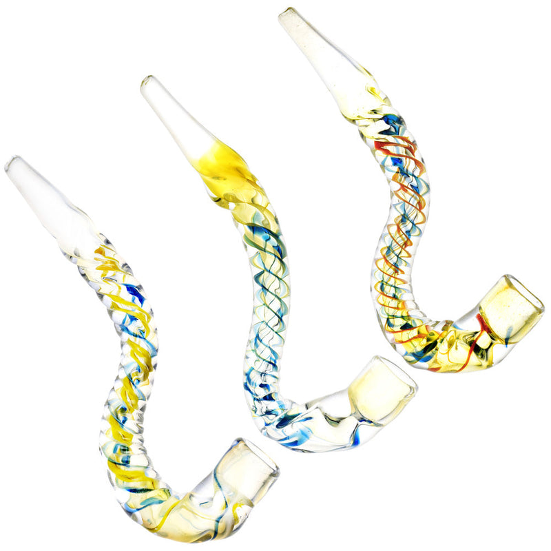 Twisty Worm Curved Glass Taster - 4.75" / Colors Vary - Headshop.com
