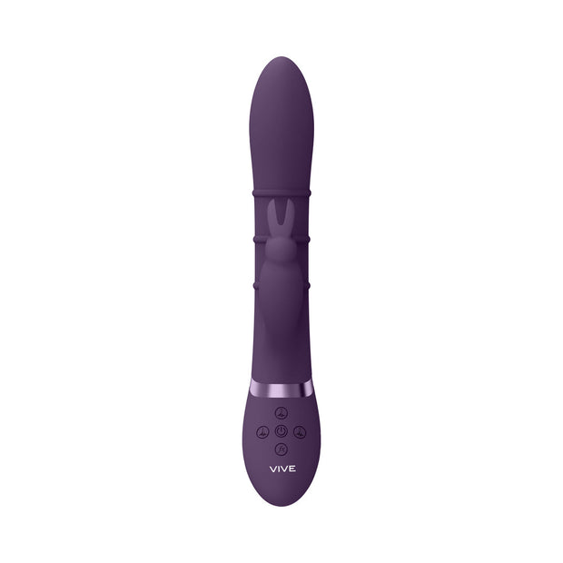 VIVE SORA Rechargeable Silicone G-Spot Rabbit Vibrator with Up & Down Stimulating Rings Purple - Headshop.com