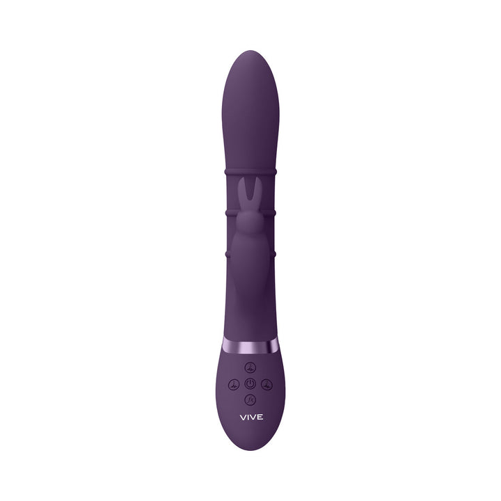 VIVE SORA Rechargeable Silicone G-Spot Rabbit Vibrator with Up & Down Stimulating Rings Purple - Headshop.com
