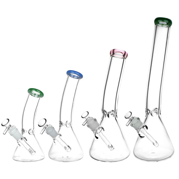 Classic Bent Neck Beaker Glass Water Pipe | 14mm F | Colors Vary Classic Bent Neck Beaker Glass Water Pipe | 14mm F | Colors Vary