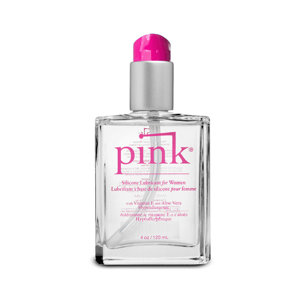 Pink Silicone Lubricant 4 oz. Glass Bottle - Headshop.com