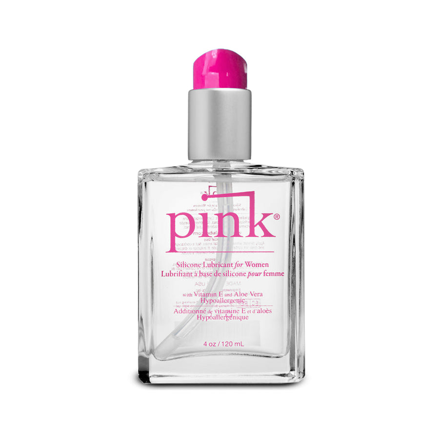 Pink Silicone Lubricant 4 oz. Glass Bottle - Headshop.com
