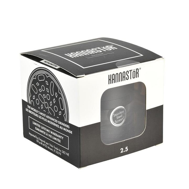Kannastor Grinder Stainless Steel EZ Screen - 4pc/2.5"/Black - Headshop.com