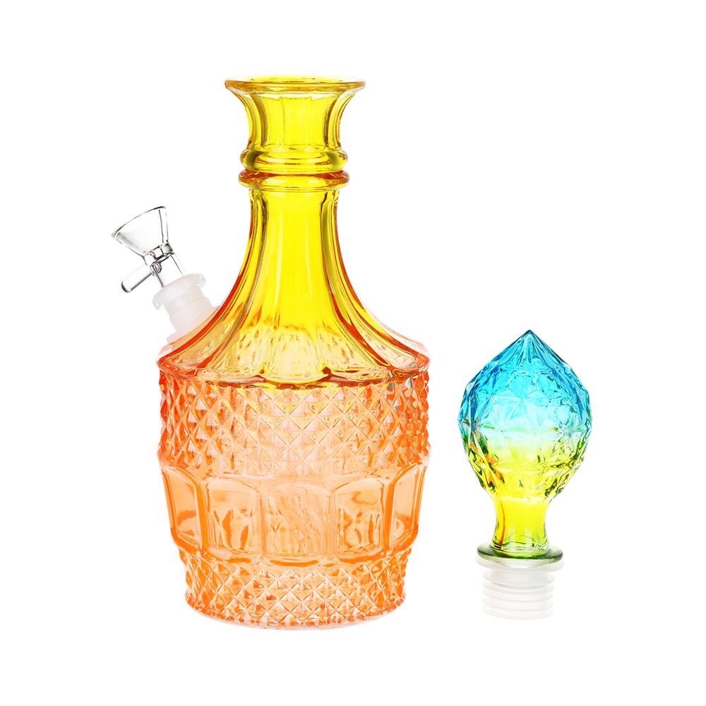 Vintage Decanter Ombre Glass Water Pipe - Liquor / 12" / 14mm F / Colors Vary - Headshop.com