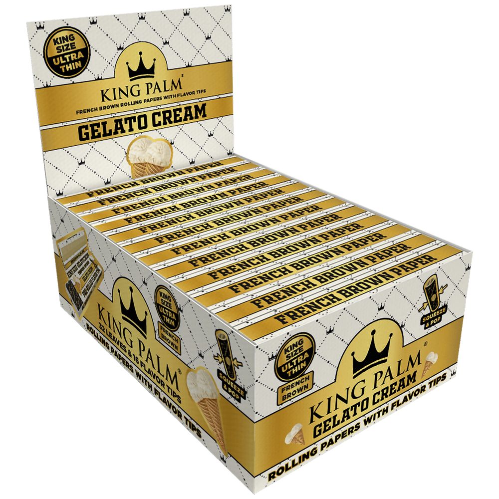 King Palm French Brown Papers & Flavor Tips | 32pc | King Size | 22pk Display - Headshop.com