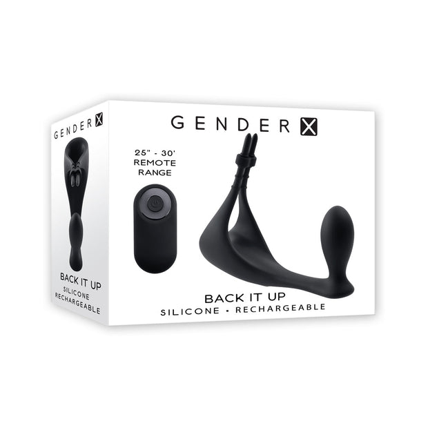 Gender X Back It Up Rechargeable Lasso C-Ring and Plug with Remote Silicone Black - Headshop.com