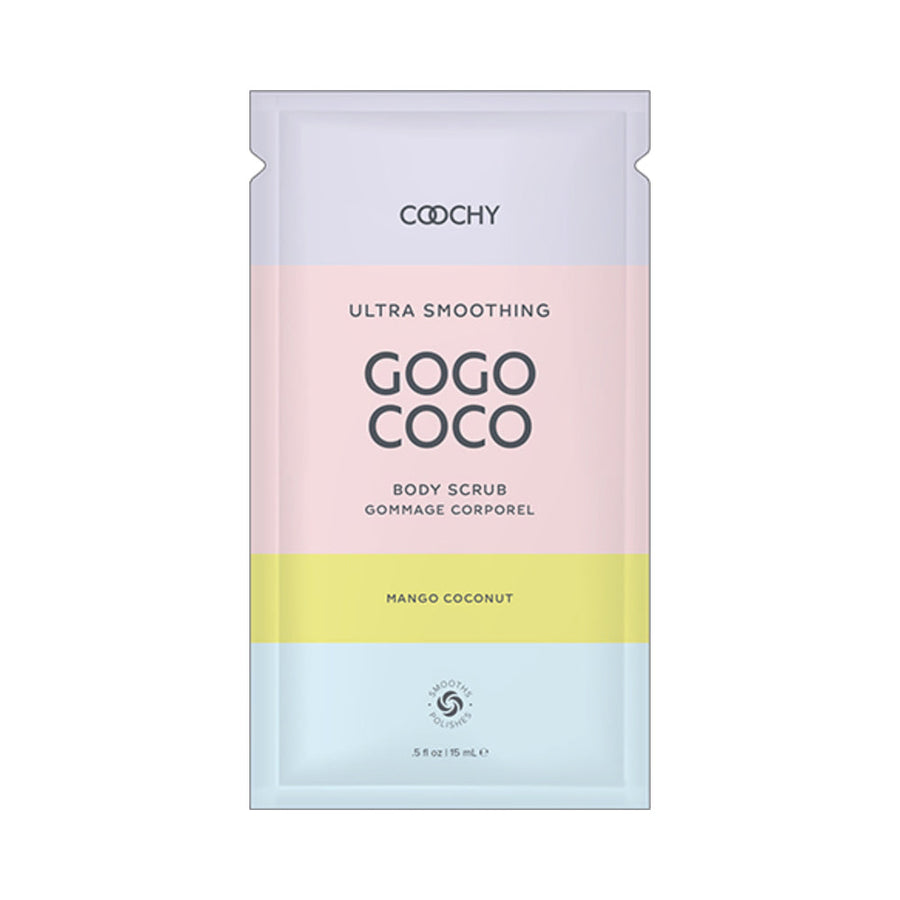 Coochy Ultra Smoothing Body Scrub Mango Coconut .35 fl. oz./10 ml Foil 24-Piece Bulk Bag - Headshop.com