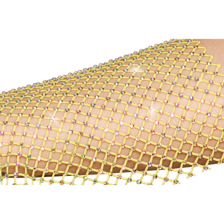 Dreamgirl Iridescent Rhinestone Embellished Fishnet Camisole and G-string Set Citrus L - Headshop.com