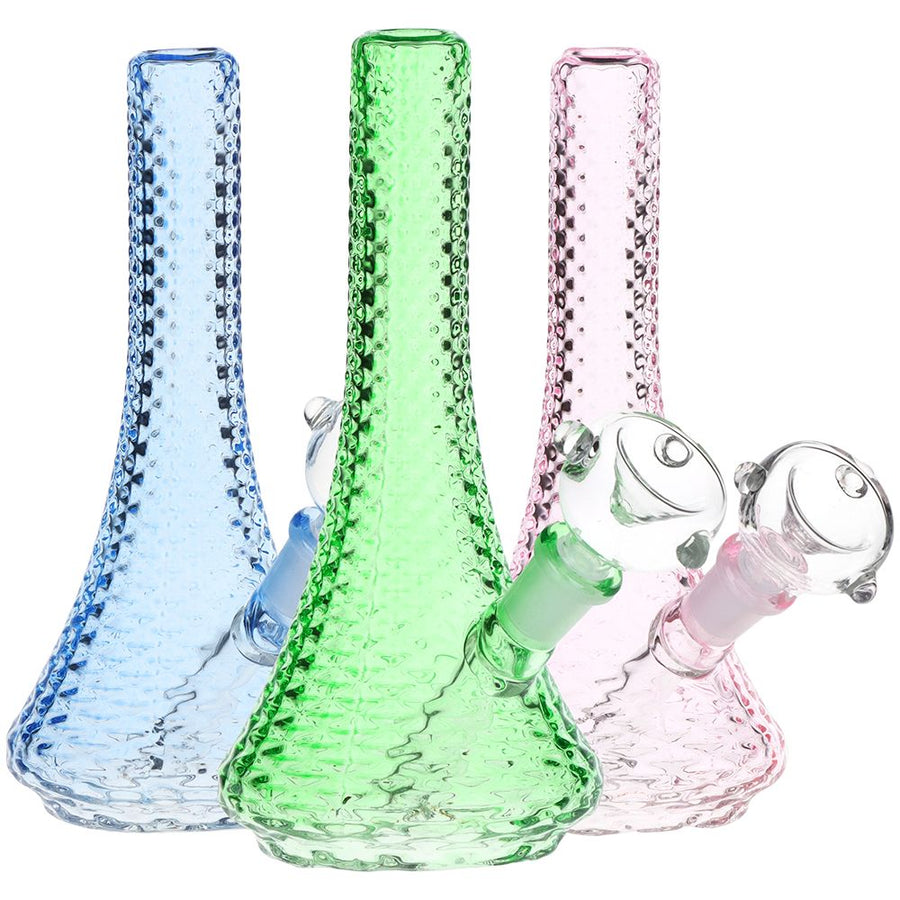 Sleek Art Deco Mini Glass Beaker Water Pipe - 5.5" / 10mm F / Colors Vary - Headshop.com