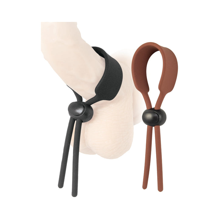 Cock Loops Adjustable Cock Ties Brown & Black - Headshop.com