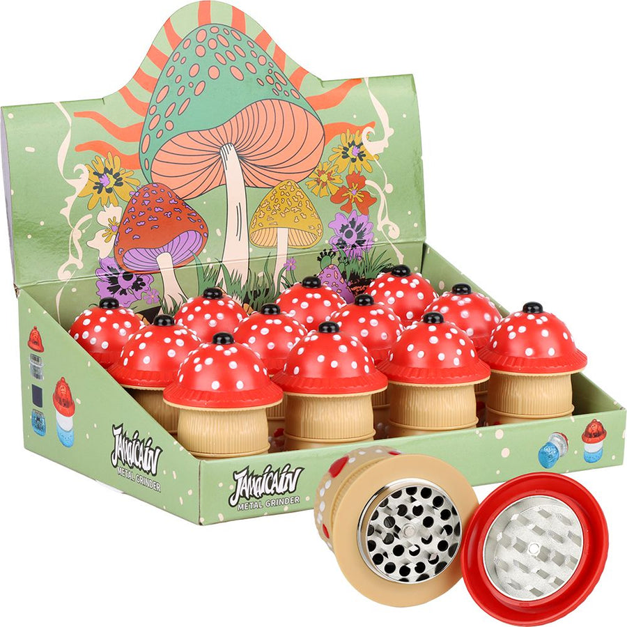 Mushroom Acrylic Grinder - 3pc / 1.5" 12ct - Headshop.com