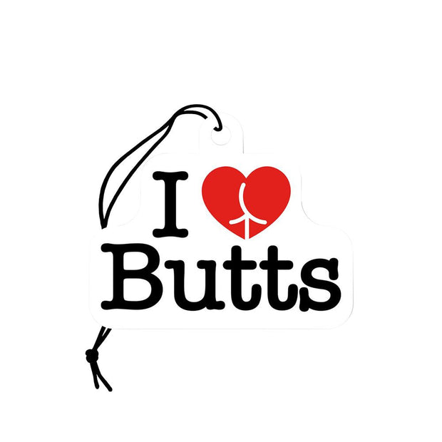 Wood Rocket Car Air Freshener - I Heart Butts / Apple Scent / 4"x3" - Headshop.com