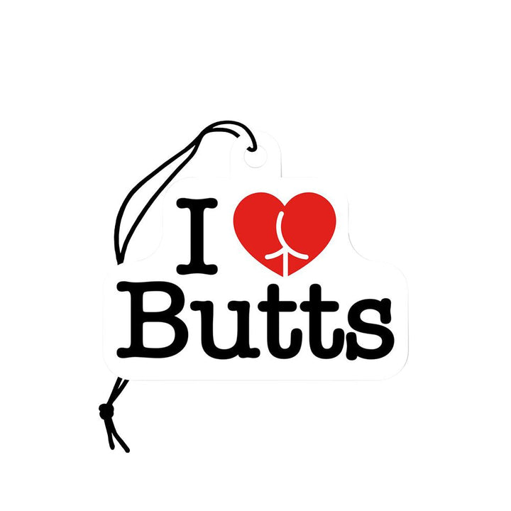 Wood Rocket Car Air Freshener - I Heart Butts / Apple Scent / 4"x3" - Headshop.com