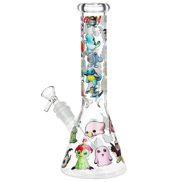 Pocket Monsters Beaker Glass Water Pipe - 10" / 14mm F Pocket Monsters Beaker Glass Water Pipe - 10" / 14mm F