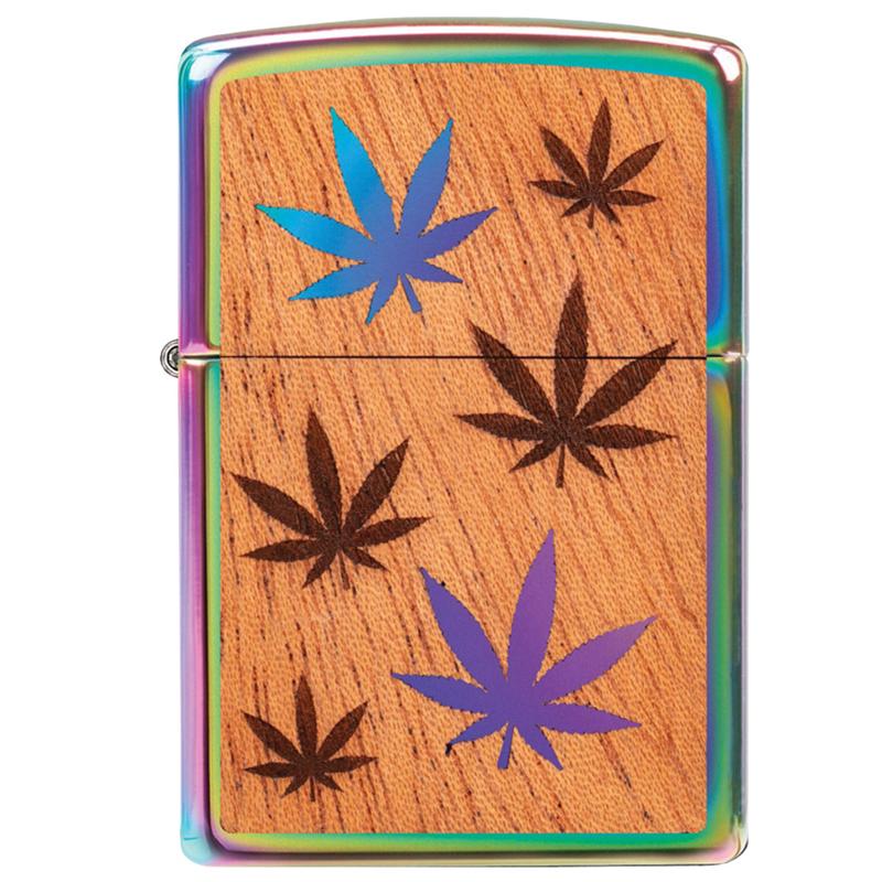 Zippo Lighter | Mahogany Hemp Leaf | Multi Color - Headshop.com