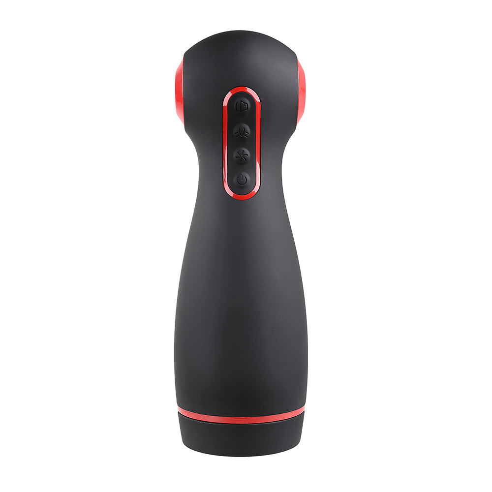 Zero Tolerance Tight Squeeze Rechargeable Vibrating Squeezing Talking Stroker TPE Black/Red - Headshop.com