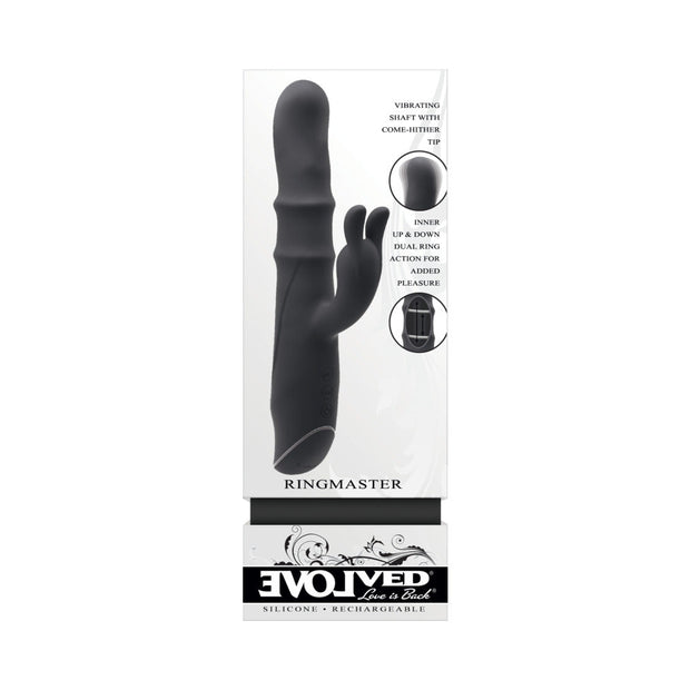 Evolved Ringmaster Rechargeable Dual Stim Vibe Silicone Black - Headshop.com