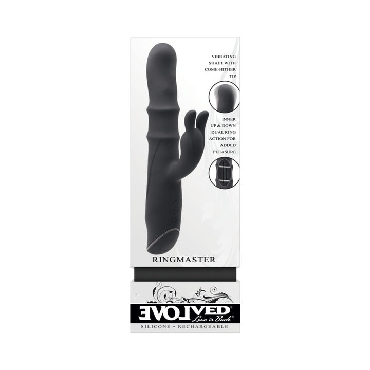 Evolved Ringmaster Rechargeable Dual Stim Vibe Silicone Black - Headshop.com
