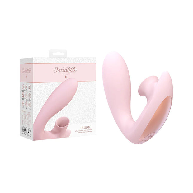 Shots Irresistible Desirable Rechargeable Silicone Soft Pressure Air Wave Dual Stimulator Pink - Headshop.com