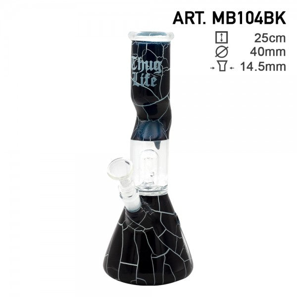 Thug Life | 10" Cracked Stone Glass Water Pipe Thug Life | 10" Cracked Stone Glass Water Pipe